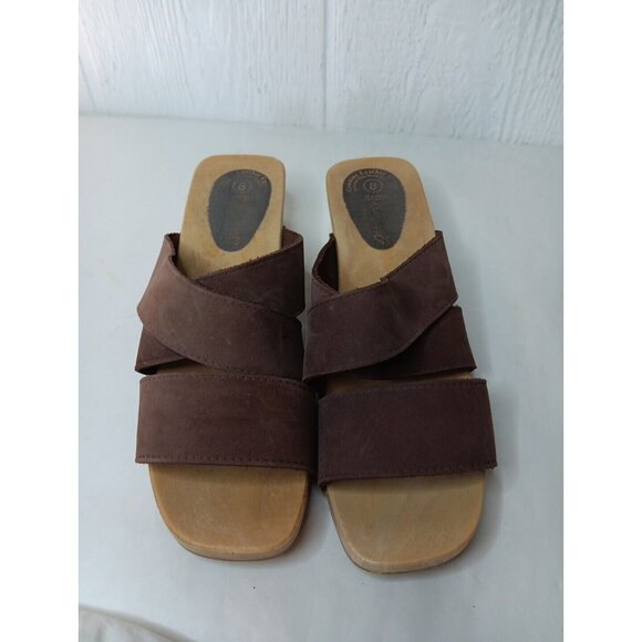 Romano Shoes - Vtg Romano Randi Sandals Clogs Women's 8 Brown Suede Leather Block Heel  Italy
